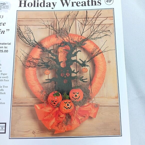 VTG 90s Halloween Wreath Pattern Instruction Lot Michaels Crafts Thanksgiving - Picture 6 of 13